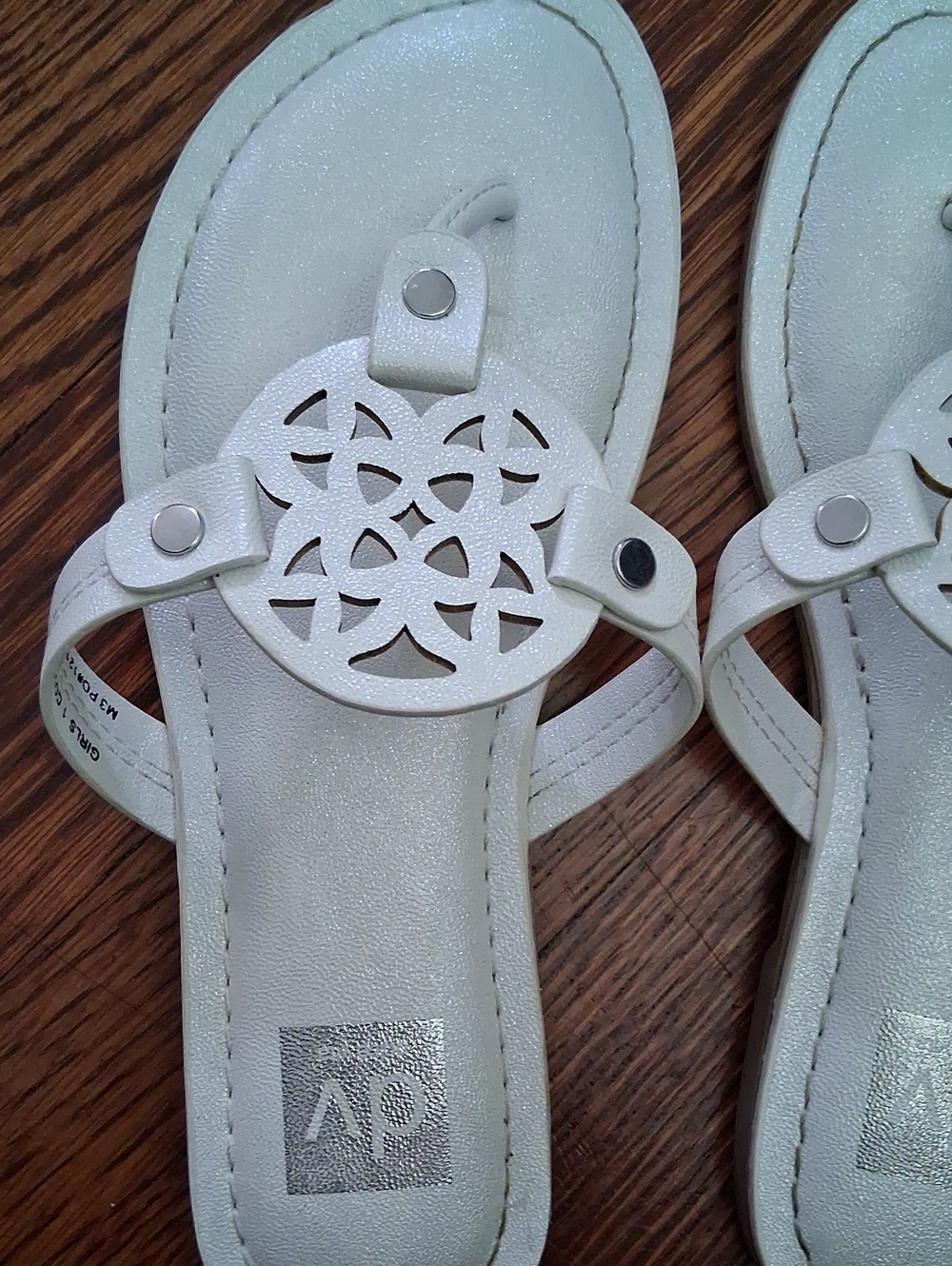DV by Dolce Vita White Girls Decorative Thong Sandals